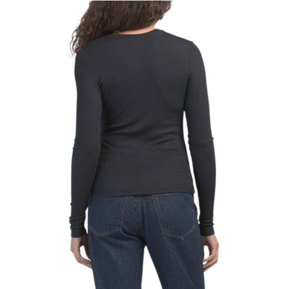 GOLDIE TEE Modal Ribbed Cardigan - Black - Picture 3 of 4